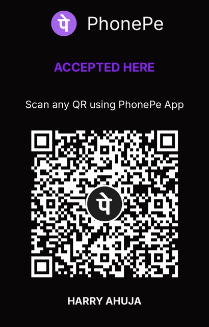 PhonePe QR code for Harry Ahuja. Scan with the PhonePe app to pay any amount.